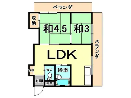 メゾン塚口(2LDK/4階)の間取り写真