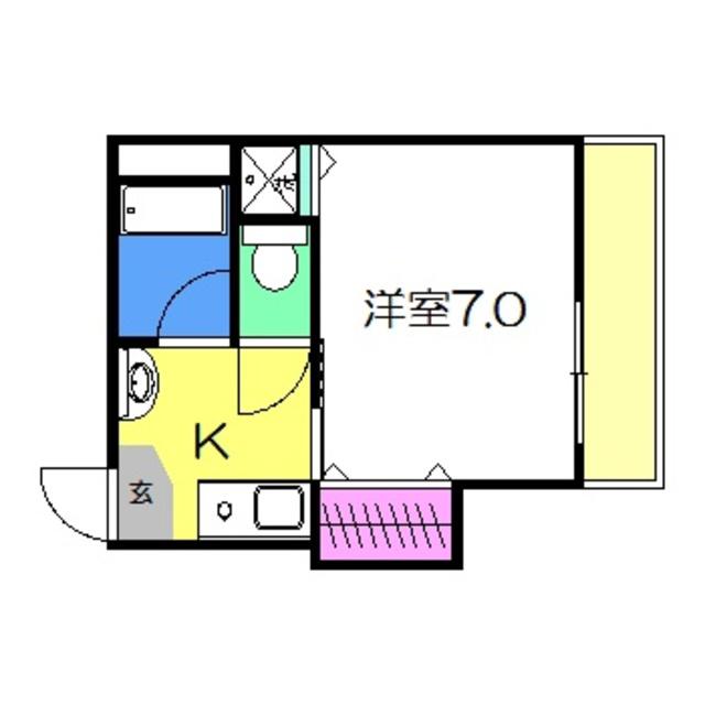 メープルコート(1K/3階)の間取り写真