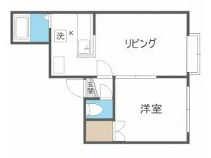 クリスタル参番館(1LDK/2階)の間取り写真