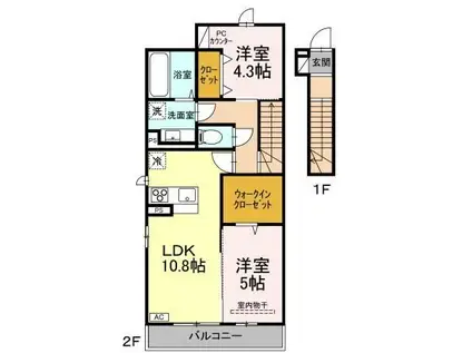 D-ROOMルポ(2LDK/2階)の間取り写真