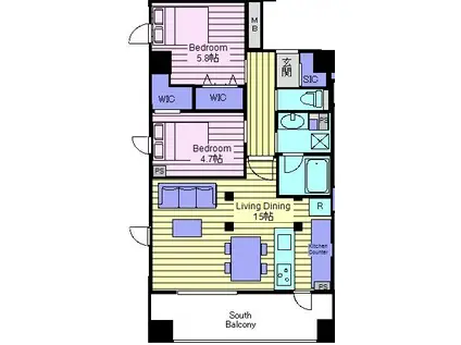 YG RESIDENCE 壱番館(2LDK/4階)の間取り写真