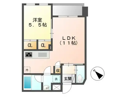 ノッティング ヒル(1LDK/6階)の間取り写真