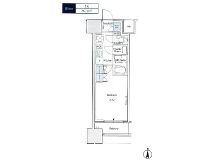 ルフォンブランシェ品川南大井(1K/12階)の間取り写真