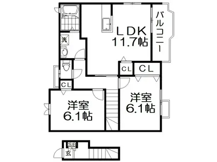 ピュアファウンテンヴィラ(2LDK/2階)の間取り写真