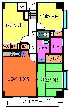 サンセール菊(2SLDK/4階)の間取り写真