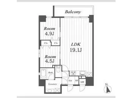 エルベコート梅田ウエスト旧GLUCK MAISON F-SAGISU(2LDK/4階)の間取り写真