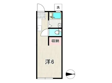 グリーンハイツII(ワンルーム/1階)の間取り写真