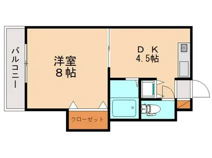 冨士コーポラスII(1DK/2階)の間取り写真