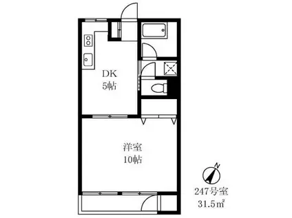 青葉マンション2号(1DK/2階)の間取り写真