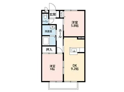 FORTY NIGHN III(2DK/2階)の間取り写真