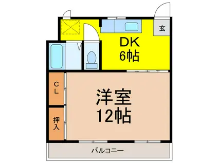 西町ハイツ2(1DK/3階)の間取り写真