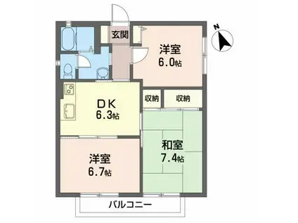 イル・ソーレI(3DK/2階)の間取り写真