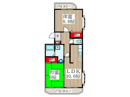 フォーレムサシノ(2LDK/2階)の間取り写真