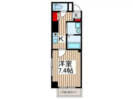 リリー松原(1K/4階)の間取り写真
