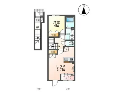 ノルドット(1LDK/2階)の間取り写真