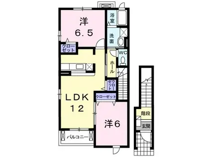 プリムローズB(2LDK/2階)の間取り写真