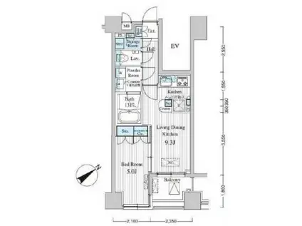 MFPRコート赤坂見附(1LDK/6階)の間取り写真