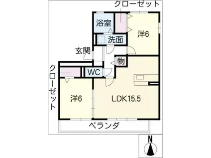 ラ・クオーレ(2LDK/1階)の間取り写真