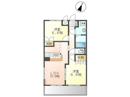 フィールグッドII(1LDK/2階)の間取り写真