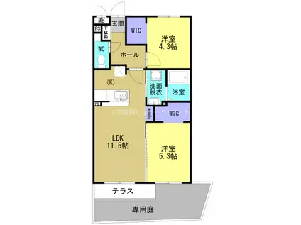 ARTH平松(2LDK/1階)の間取り写真