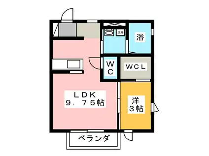 ラ・メゾン・ド・ラ・フルール(1LDK/2階)の間取り写真