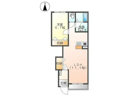 クロワールII(1LDK/1階)の間取り写真