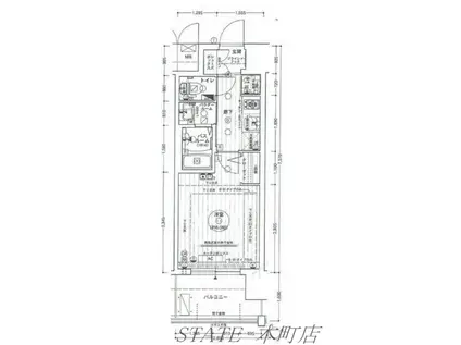 エステムコート中之島GATEII(1K/7階)の間取り写真