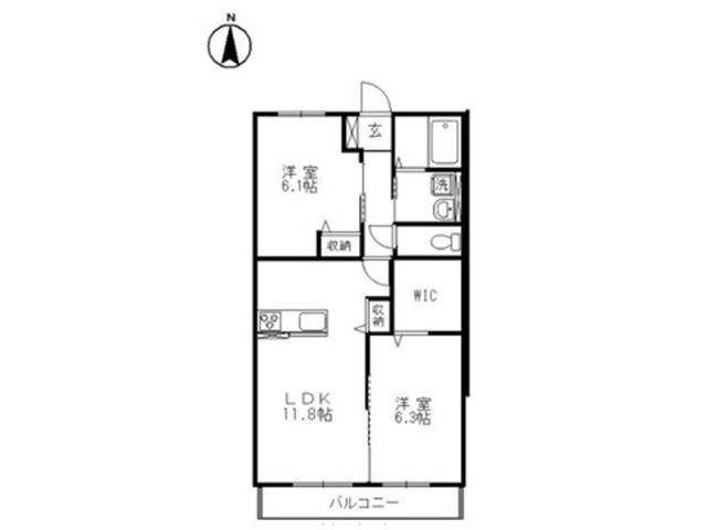 ハイマットI(2LDK/1階)の間取り写真