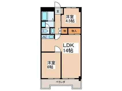 美しが丘アーバン(2LDK/3階)の間取り写真