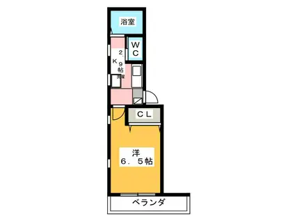 スカイビル八王子(1K/4階)の間取り写真