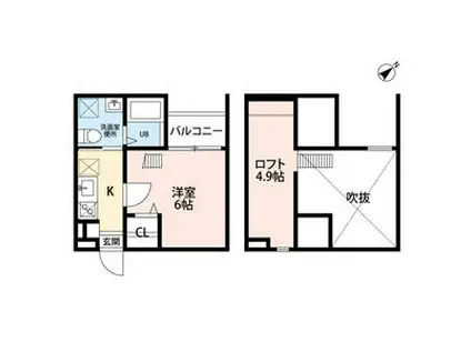 クレールフィル(1K/2階)の間取り写真