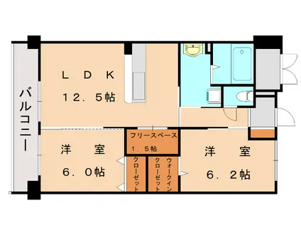 シルヴィオ福津(2SLDK/2階)の間取り写真