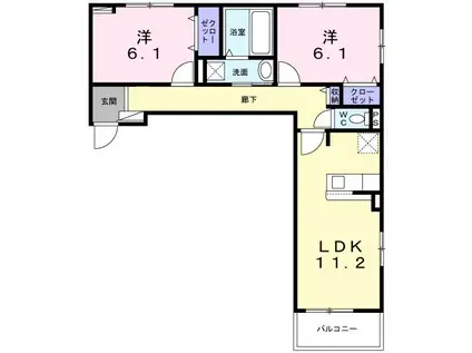 フォレストヴィラIII(2LDK/2階)の間取り写真