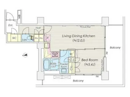 シャトレ信濃町(1LDK/4階)の間取り写真