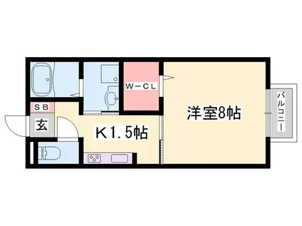 ジェントル阿成(1K/2階)の間取り写真