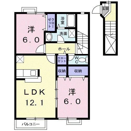 夢が丘ガーデンハイツ I(2LDK/2階)の間取り写真