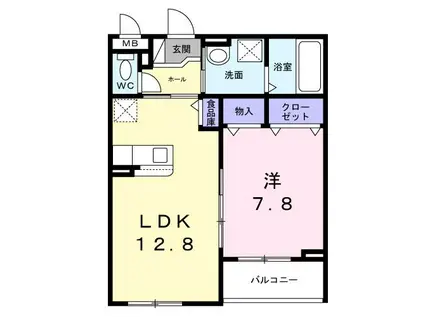 ヴォワラクテ(1LDK/2階)の間取り写真