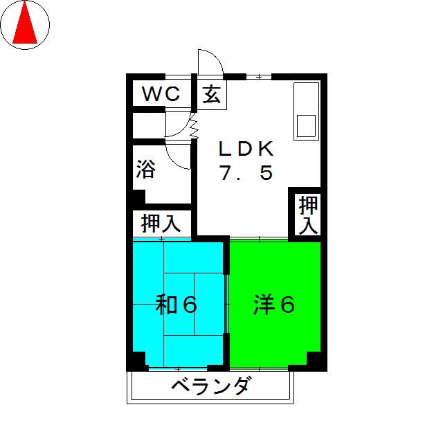 アーバン藤(2DK/3階)の間取り写真