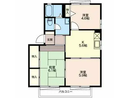 コーポ向日葵(3K/2階)の間取り写真