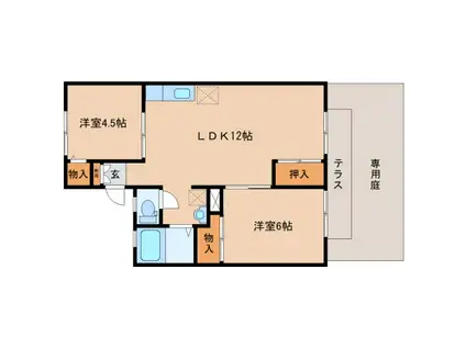 シャトームラキ(2LDK/1階)の間取り写真