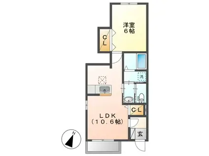 フォレストパークB(1LDK/1階)の間取り写真