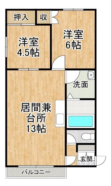 コンフォート16(2LDK/3階)の間取り写真