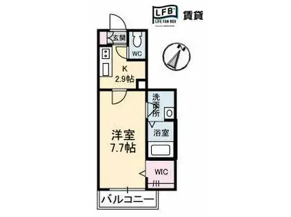 シャーメゾン アチーブメントKUMI(1K/2階)の間取り写真