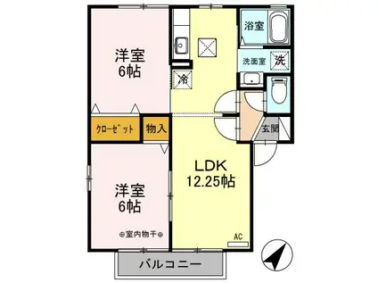 D-ROOM グランサリックス C(2LDK/1階)の間取り写真