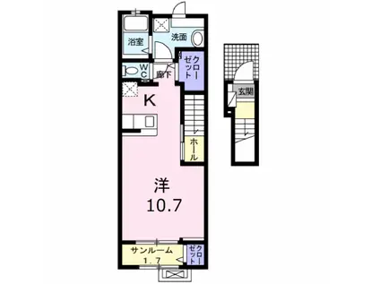 アドラブール(ワンルーム/2階)の間取り写真