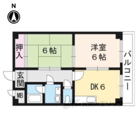 エムズ京都洛西(2DK/2階)の間取り写真