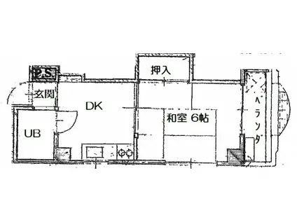 青葉ビル(1DK/2階)の間取り写真