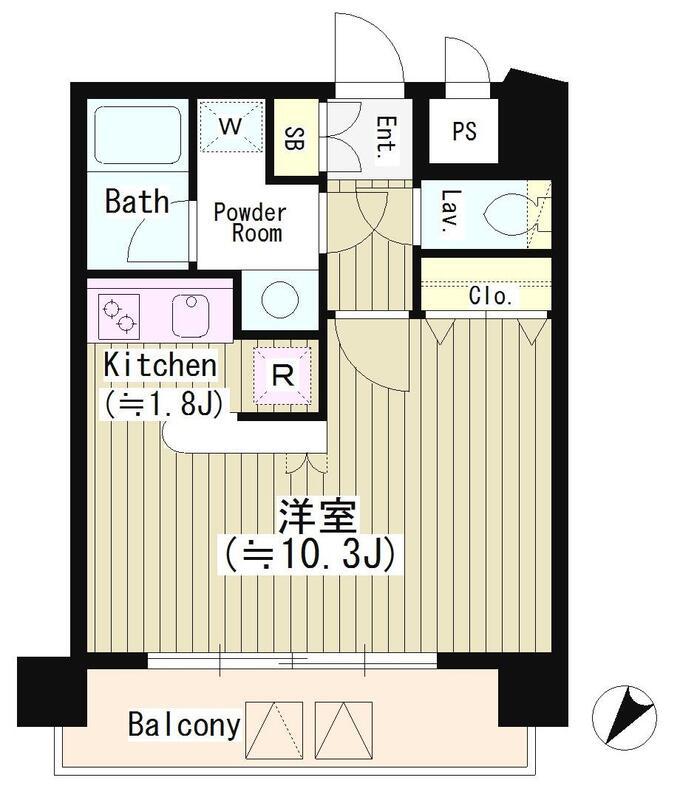 SUN恵比寿 サン恵比寿(1K/8階)の間取り写真