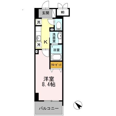 ヤマザキセキユビルディング(1K/2階)の間取り写真