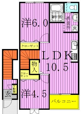 シャルマン カーサII(2LDK/2階)の間取り写真